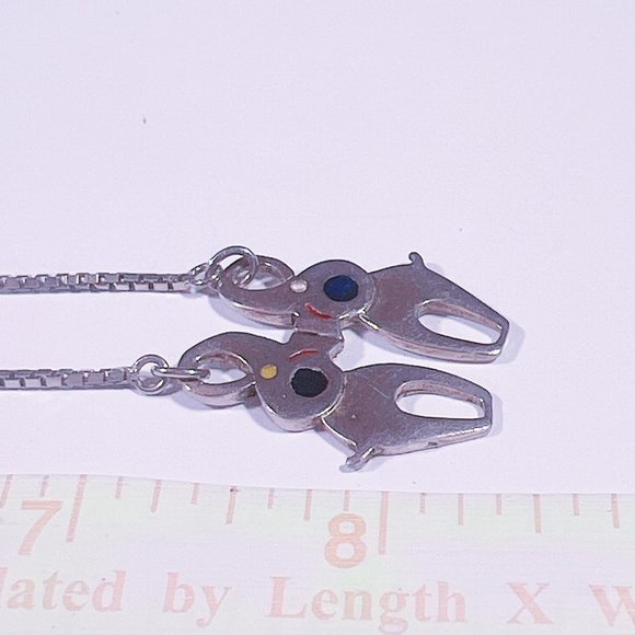 VINTAGE Lucky Kissing Elephants Necklace 925 Silver - Chain 17" Inch Included - Picture 6 of 12